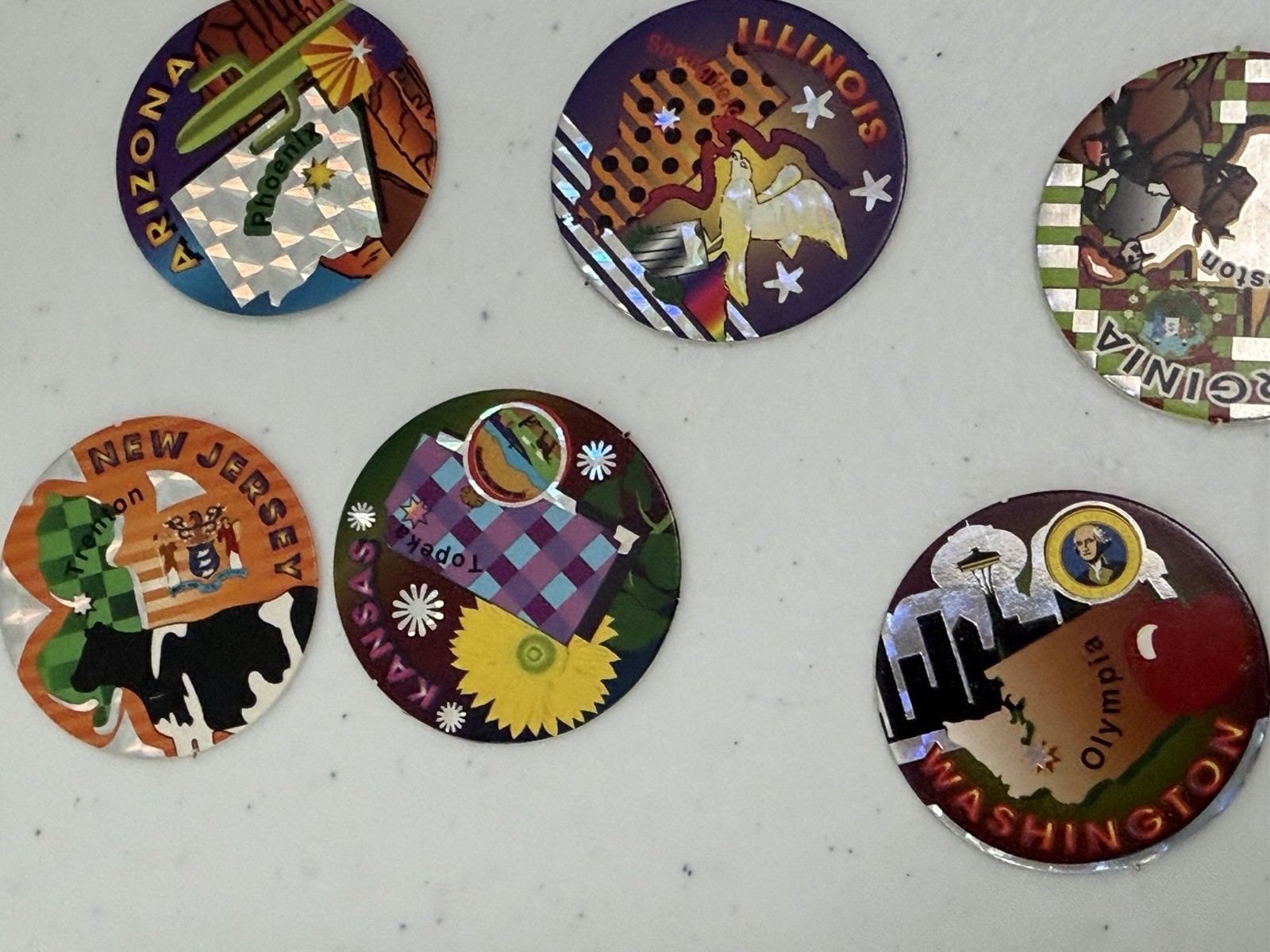VINTAGE SET OF 52 STATES AND AMERICAN EAGLE METAL SLAMMER POGS