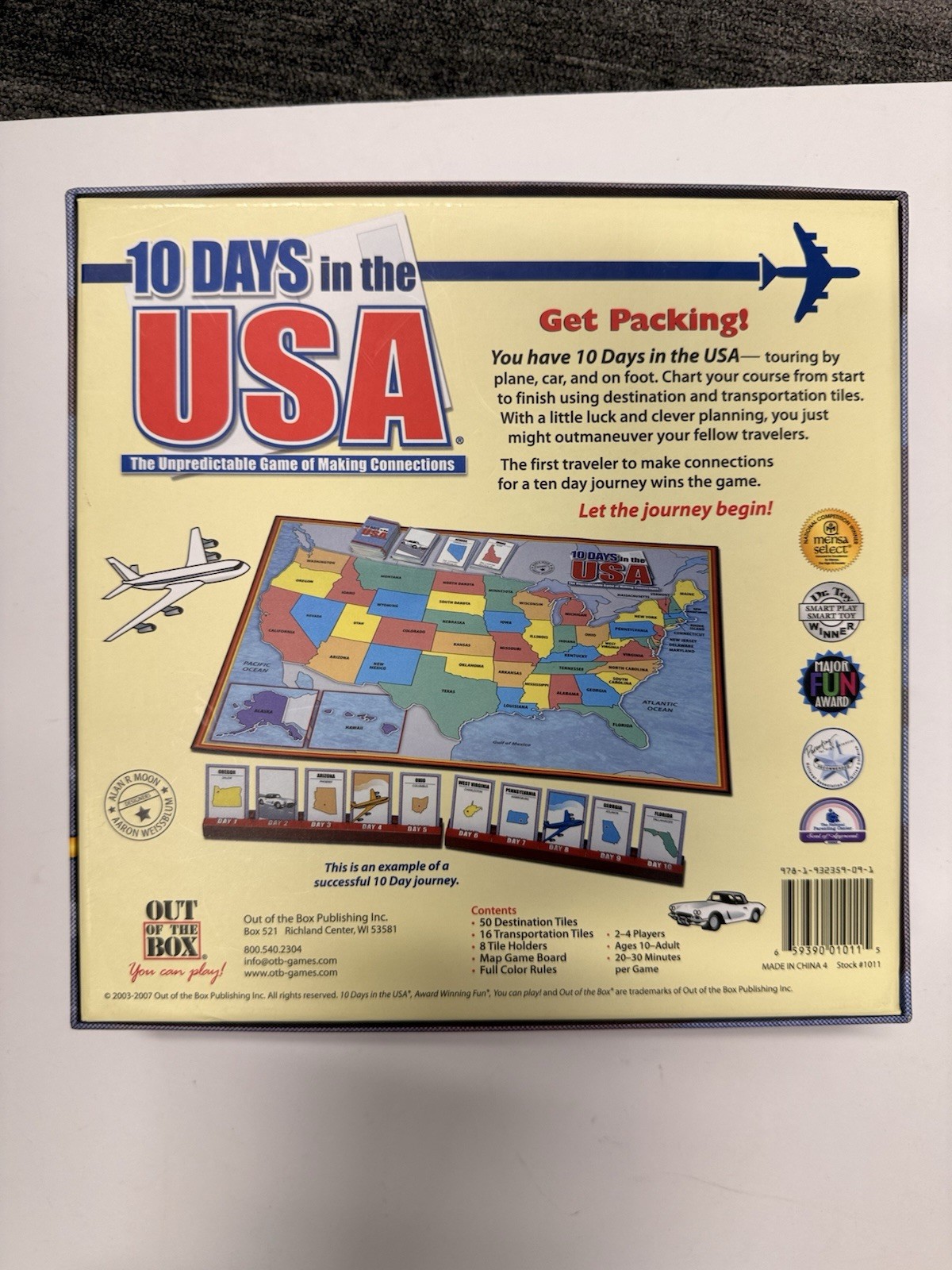 10 Days In The USA Board Game Out Of The Box Publishing 2003 Complete