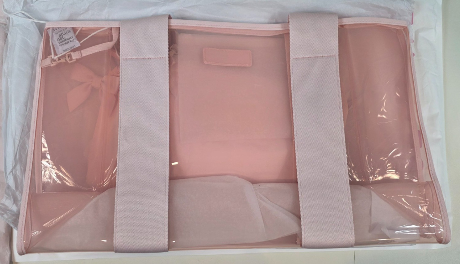Case-Mate Mahjong Jelly Tote Set Ballet Pink Bow 4-Piece Clear Bag Rack Sleeve