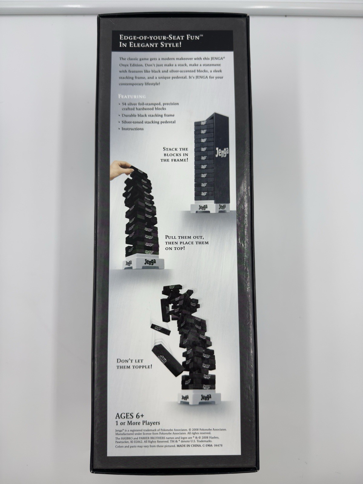Jenga (Onyx Edition) – Parker Brothers/Hasbro, 2008, 100% Complete Stacking Game