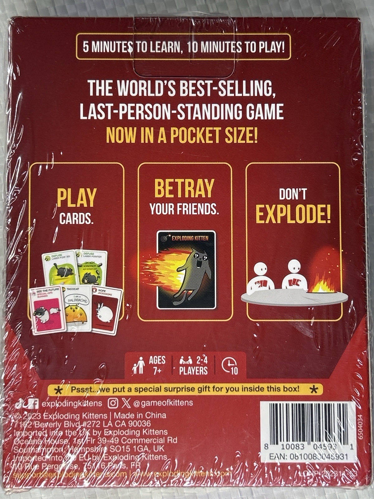 Exploding Kittens Grab & Game Card Game Pocket Size New Slight Box Wear