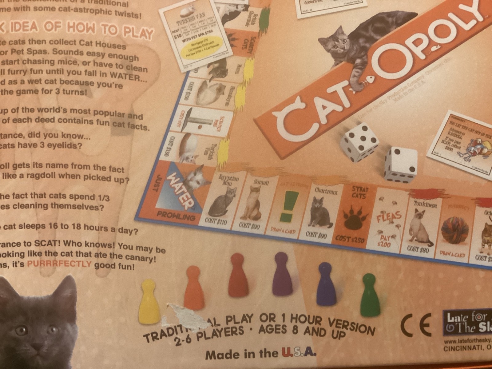 CATOPOLY COMPLETE,SEALED! PIECES BOARD GAME, EXC. COND/SIAMESE, PERSIAN/ FREE PH