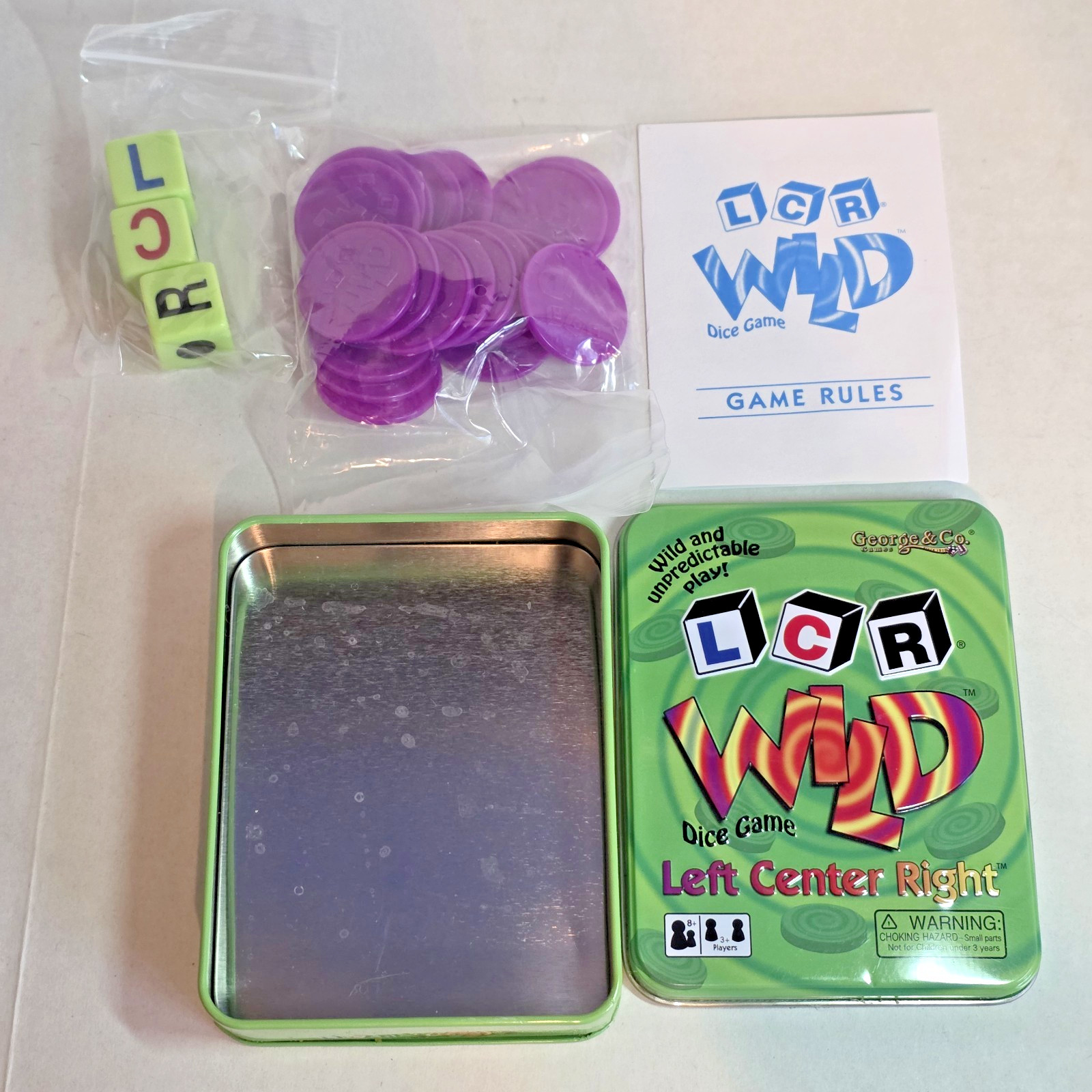 Left Center Right LCR Wild Dice Game by George & Co. Games / Complete