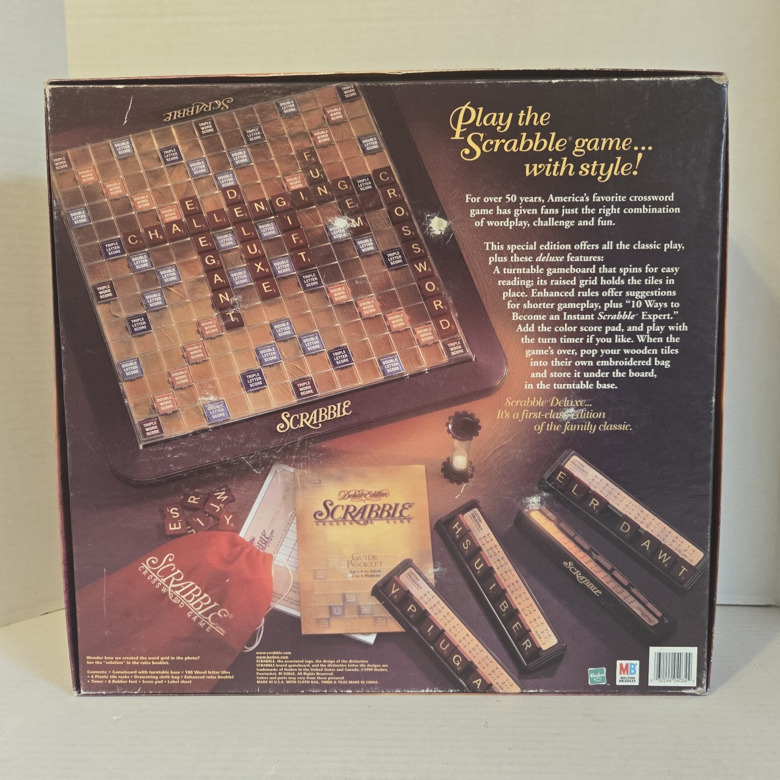 1999 Scrabble Deluxe Rotating Turntable Edition w/Maroon Tiles **COMPLETE**