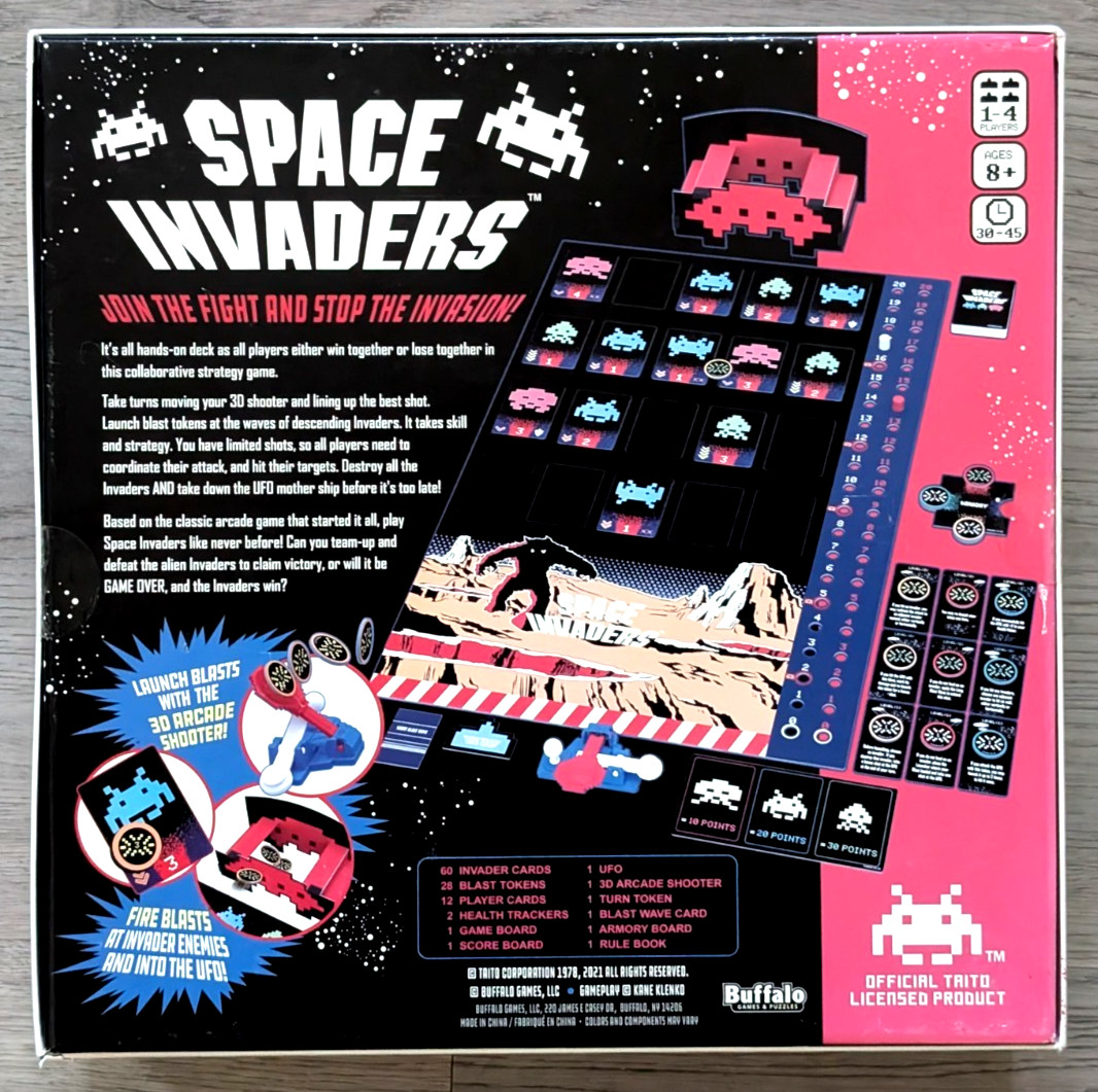 BUFFALO GAMES ~ SPACE INVADERS BOARD GAME ~ COOPERATIVE GAME ~ NEW IN BOX