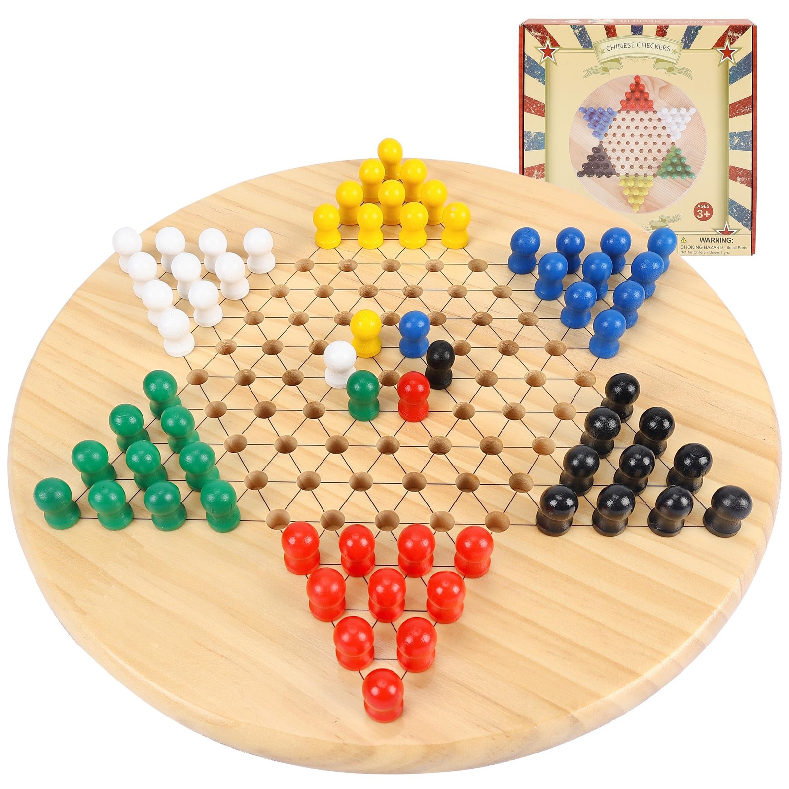 Chinese Checkers Board Game for Adults Seniors , 11.5 inches Wooden Checkers …