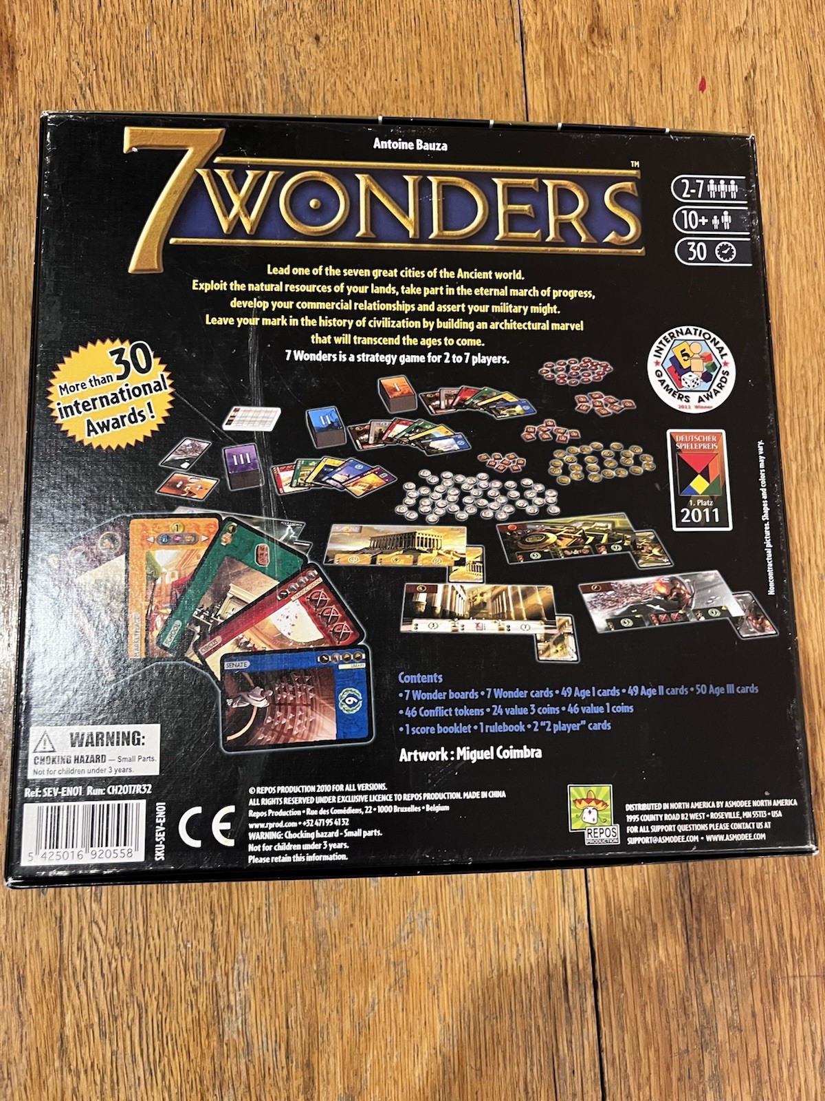 7 Wonders Board Game–Complete– Repos Production 2010 Edition Great Condition