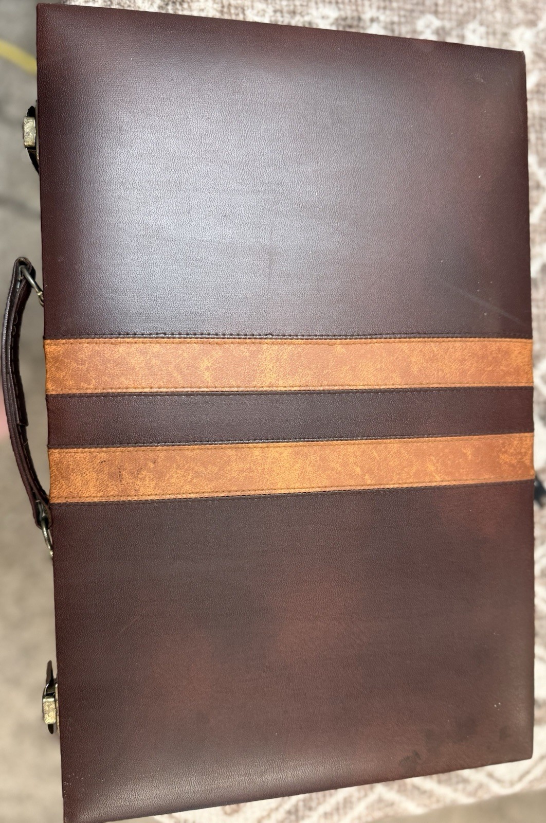 Vintage Backgammon Set Travel Case Leatherette Complete w Dice Cups 1950s 60s
