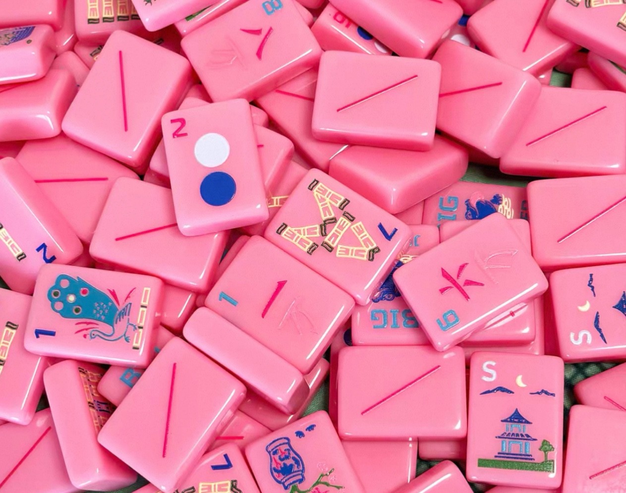 2026 Pink American Mahjong Game Set, 160 Paris Mah Jong Tiles 1.42in*1in*0.43in