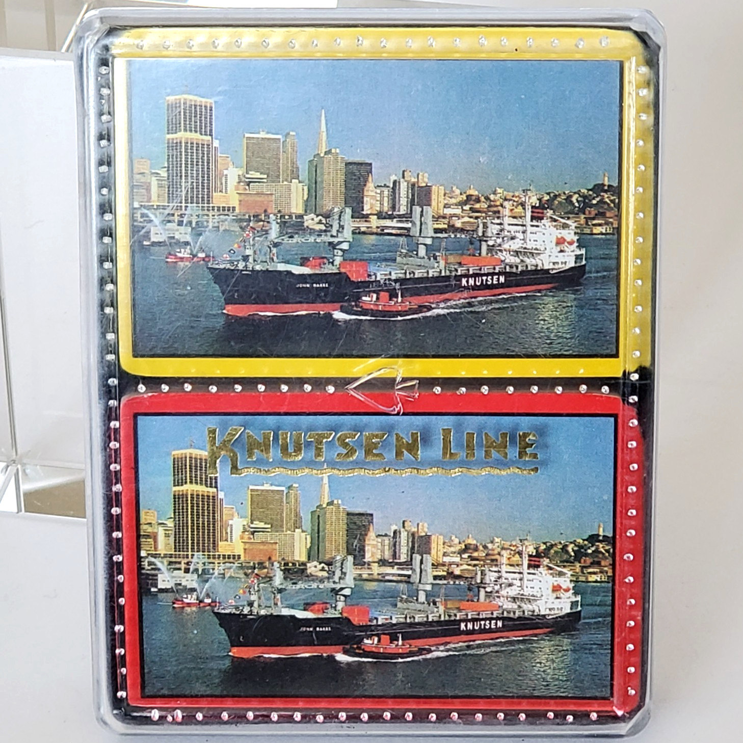 2 decks Knutsen Line bridge size playing cards one pack sealed case vtg complete