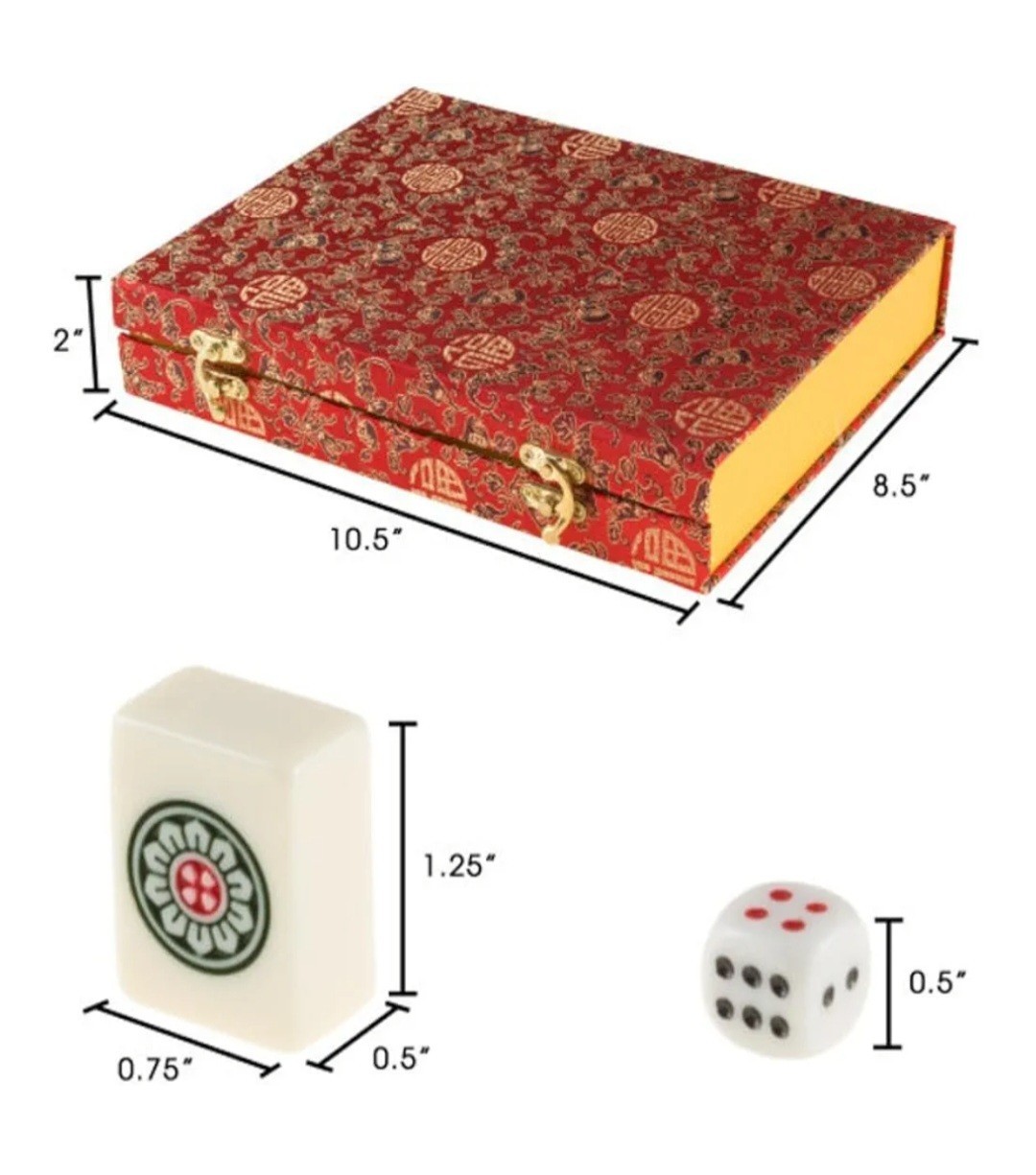 Hey! Play! Chinese Mahjong Game Set with 146 Tiles, Dice, and Ornate Storage…