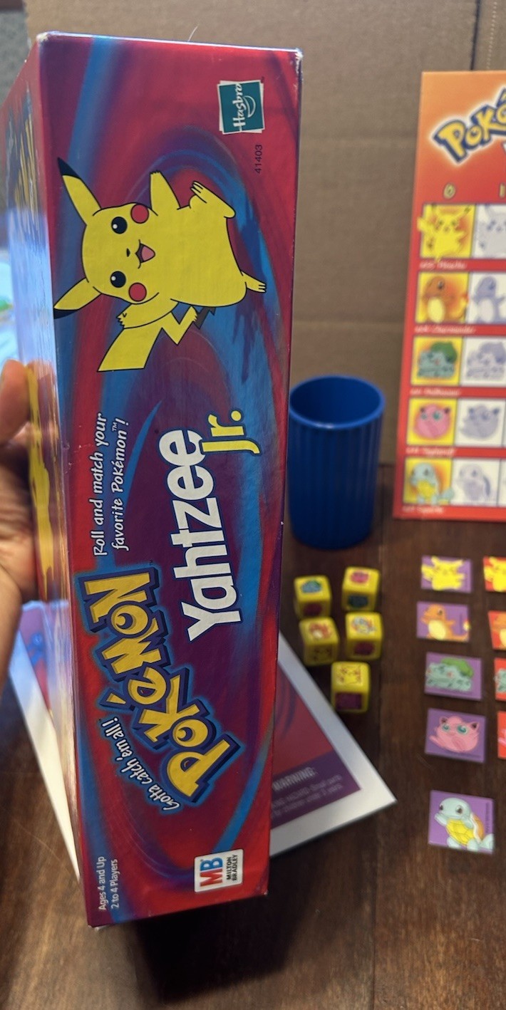 Pokemon Yahtzee Jr. – Milton Bradley Hasbro – COMPLETE Game – Vtg 1999 Nintendo