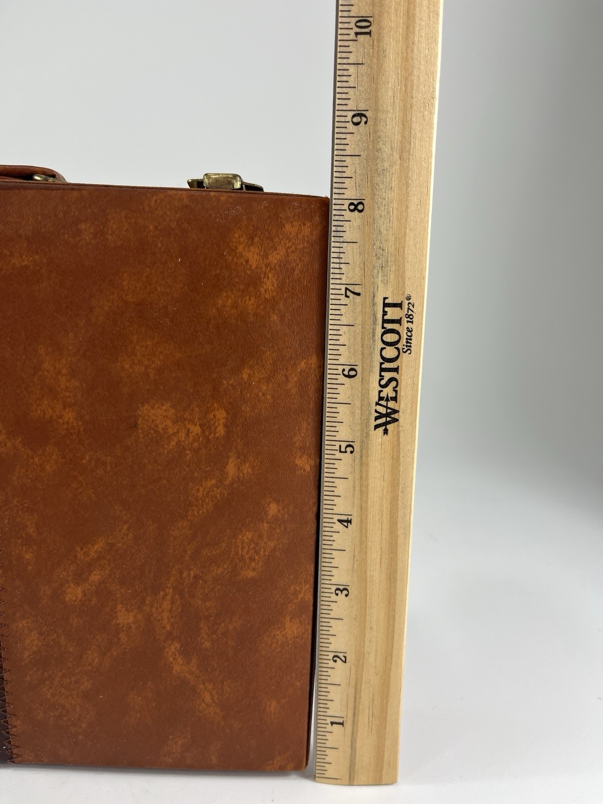 Backgammon Travel Case Game Complete Brown & White Faux Leather Vintage