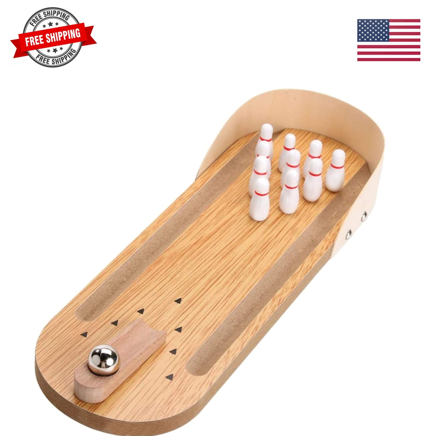 Table Top Mini Bowling Game Set-Tabletop Wooden Board Mini Arcade Desktop Tin…