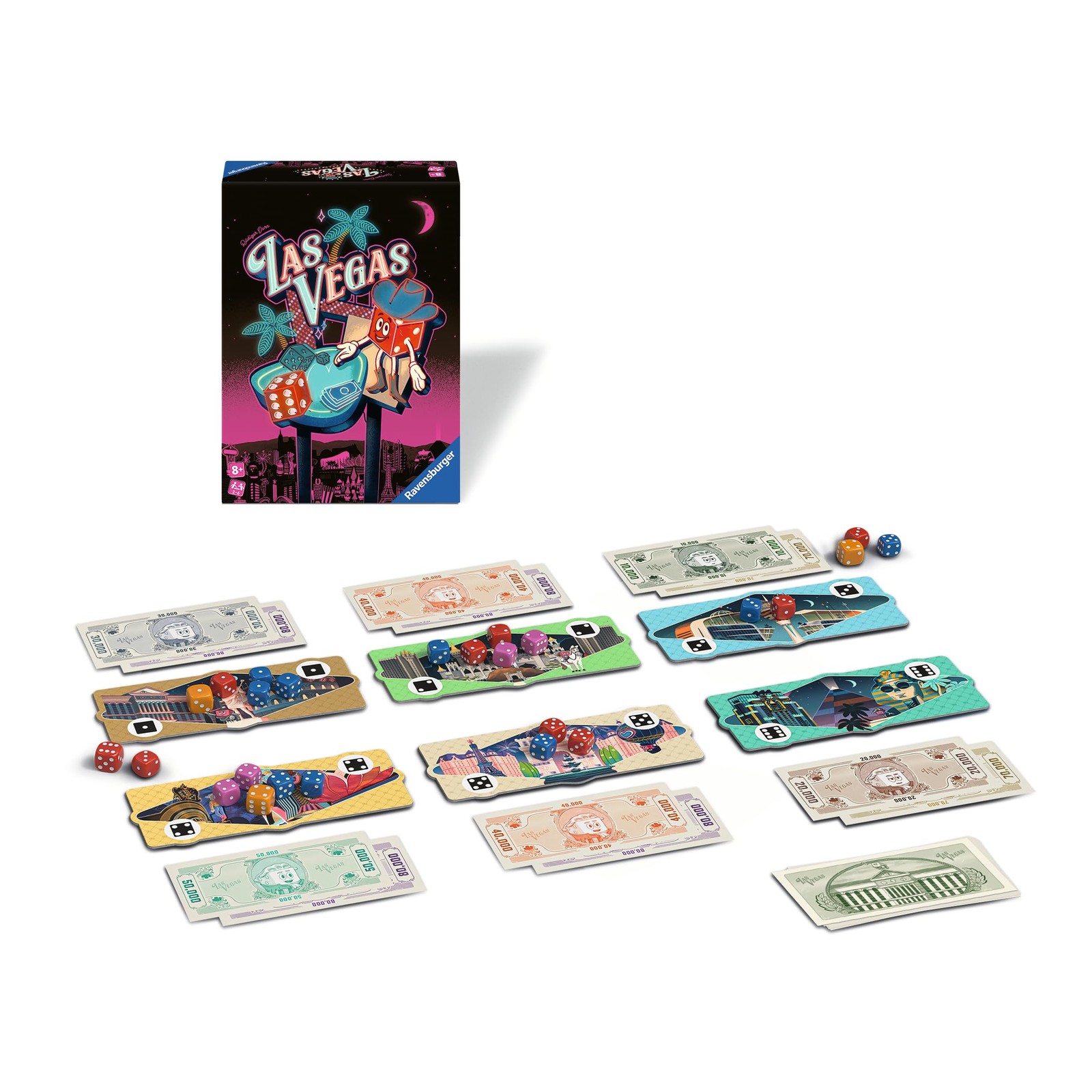 Board Game Las Vegas Dice Rolling Casino Strategy 2-6 Players Ravensburger Push