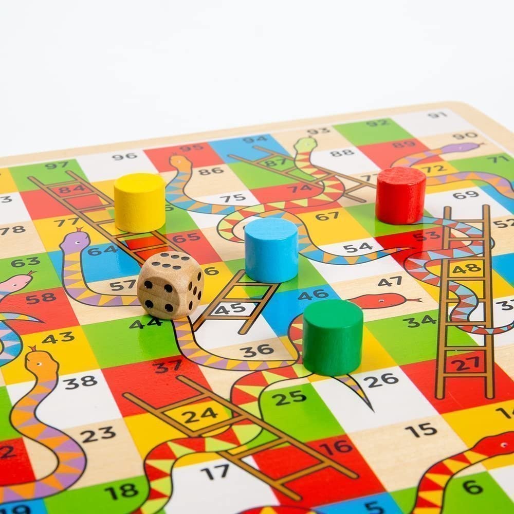 Bigjigs Toys Traditional Snakes and Ladders Wooden Game Set, Quality Family…