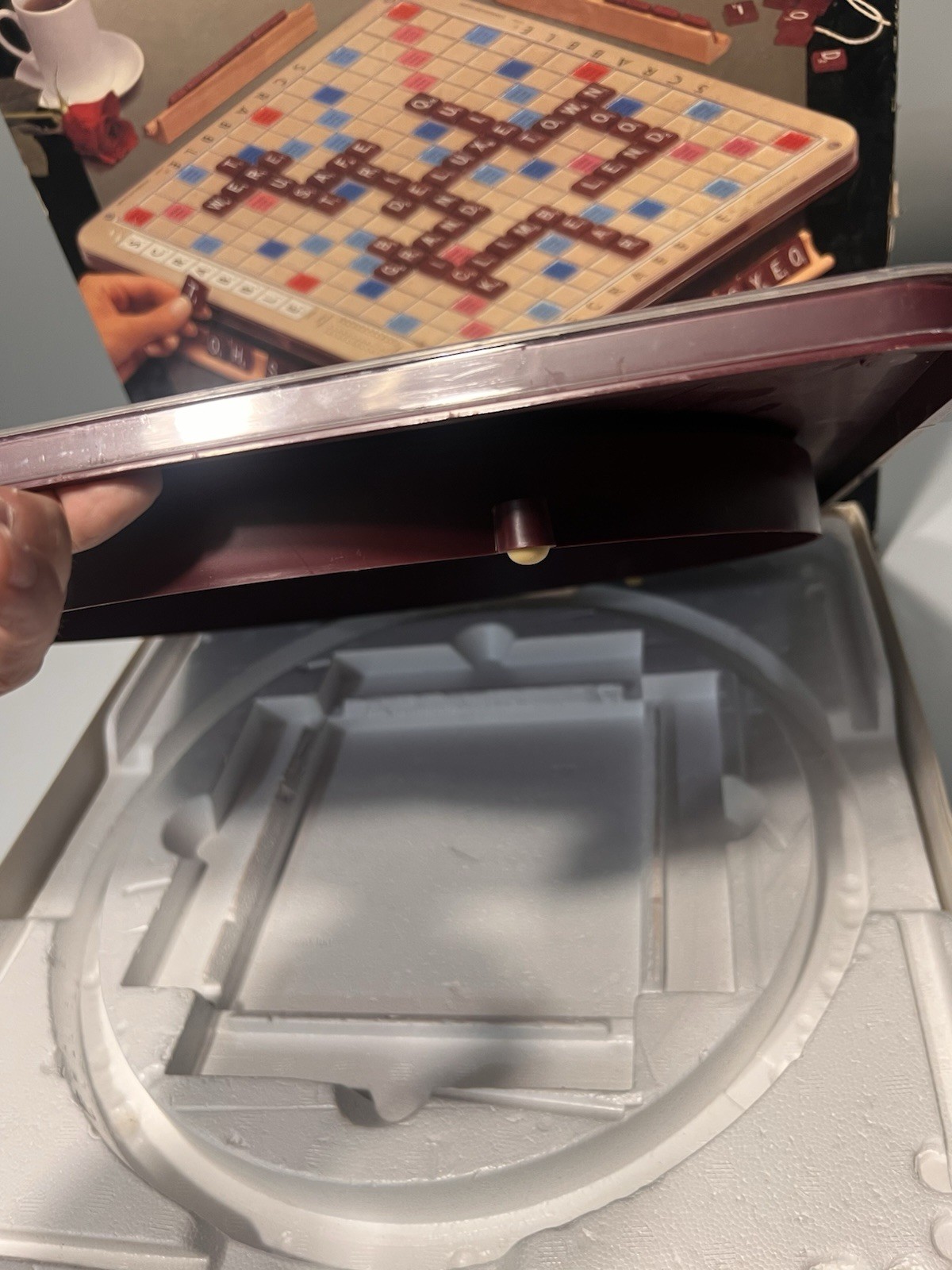 Scrabble Crossword Game Deluxe Edition Turntable 4034 1989 Milton Bradley Read