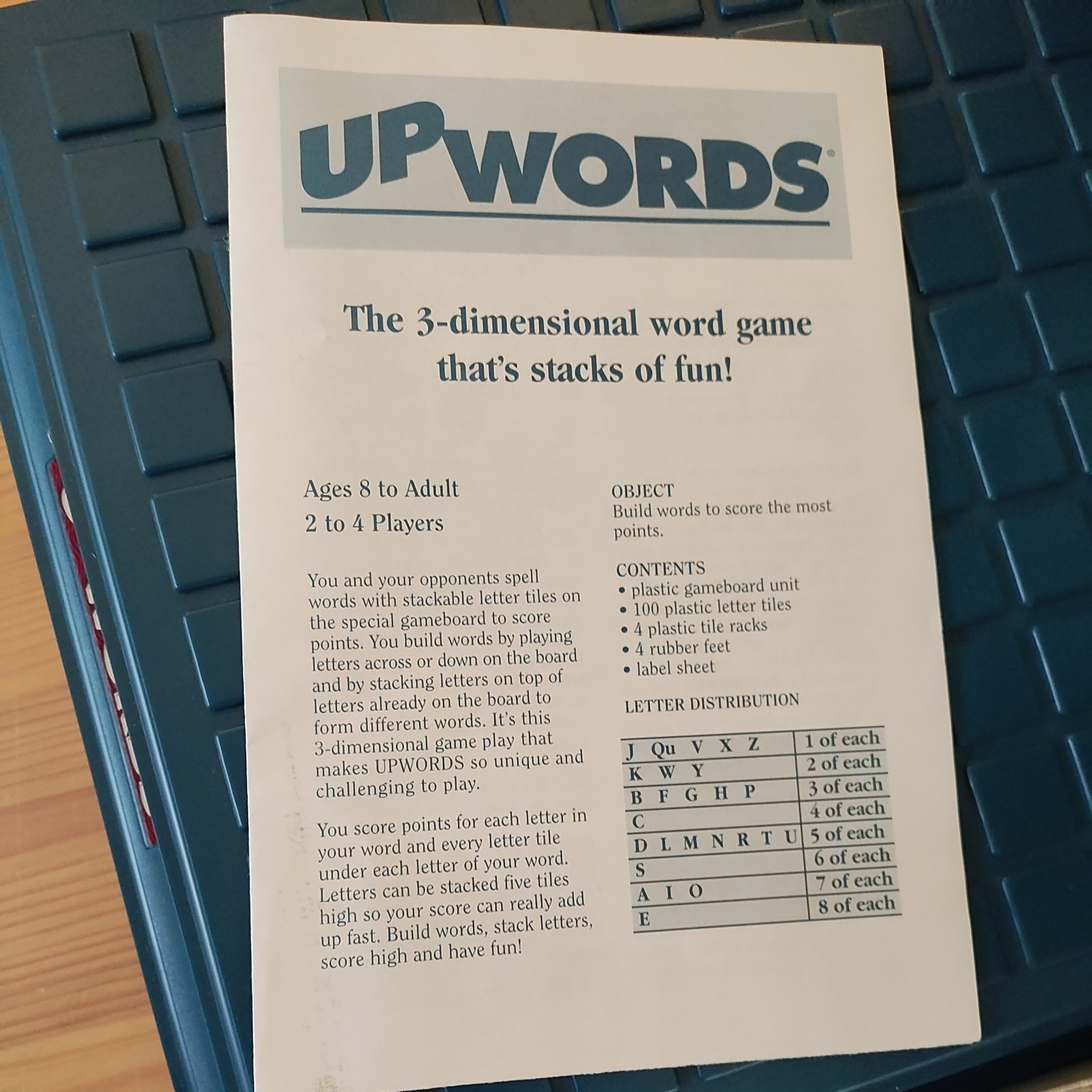 Vintage UPWORDS Board Game Milton Bradley 1988 Large Box Version COMPLETE