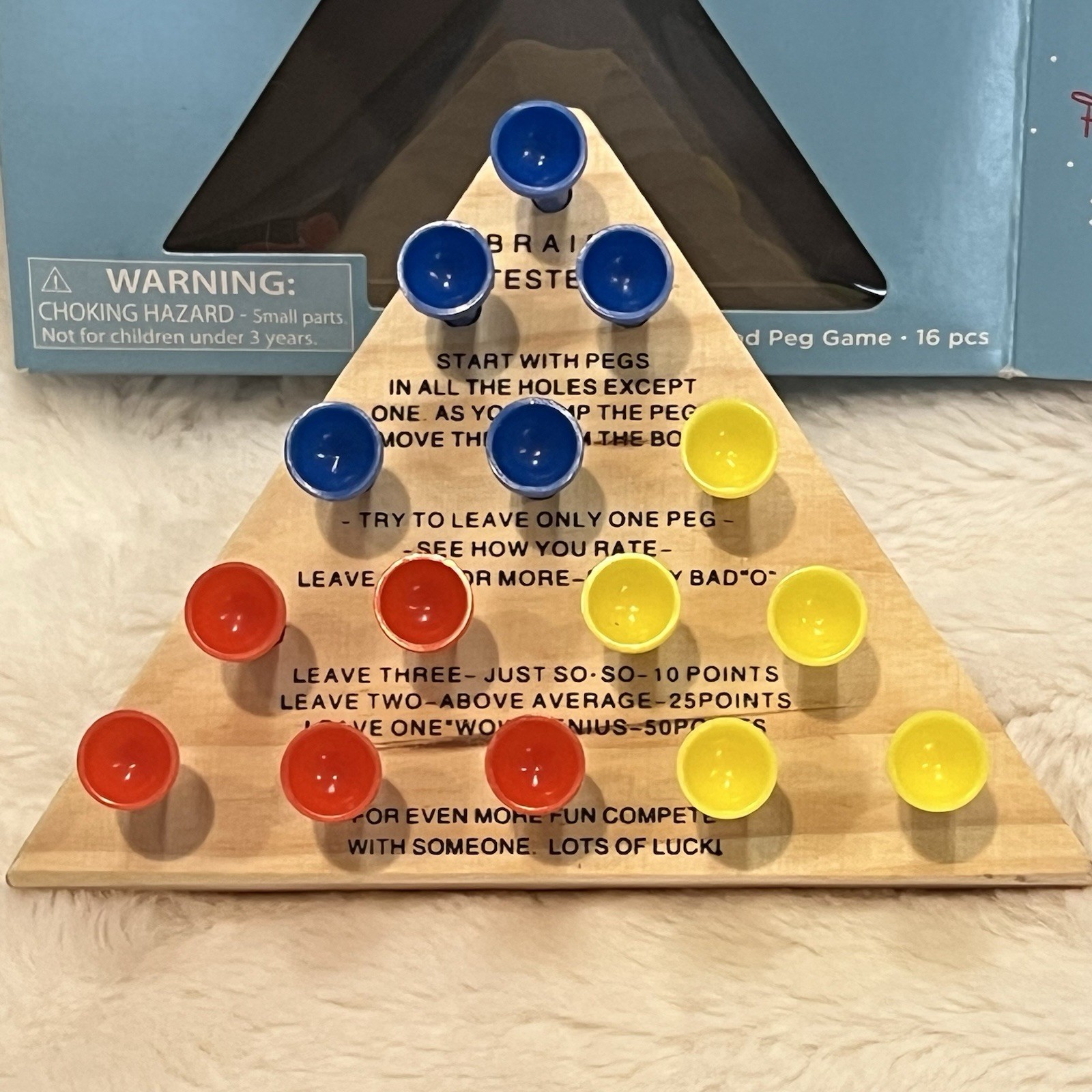 New Triangle Wooden Peg Game Brain Teaser – Ages 4 & Up