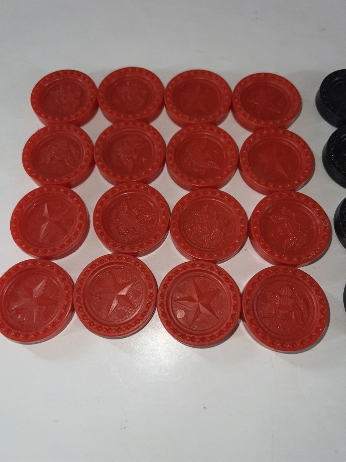 Vintage Lot Of Connect 4 Checker Replacement Game Pieces 18 Black & 16 Red
