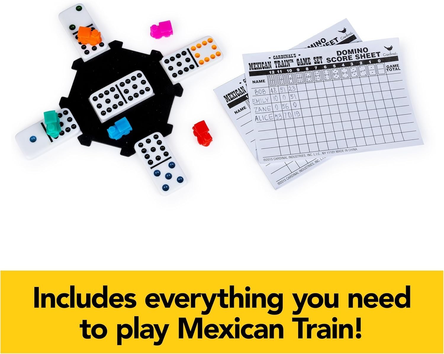 Spin Master Games, Mexican Train Dominoes Set in Aluminum Carry Case, Includes C