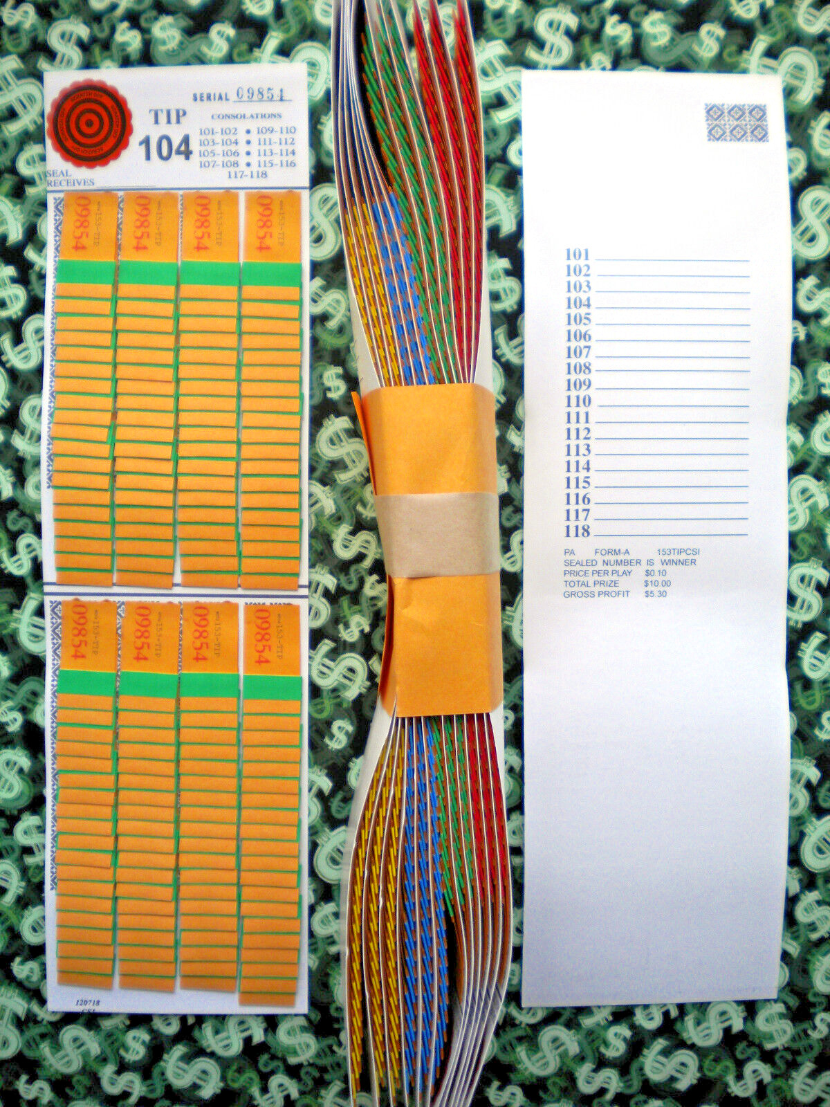 1 Dozen ~ 153-8 Row REGULAR “NOT Sure” TIP BOARDS {101-118} Pull Tab Jar Tickets
