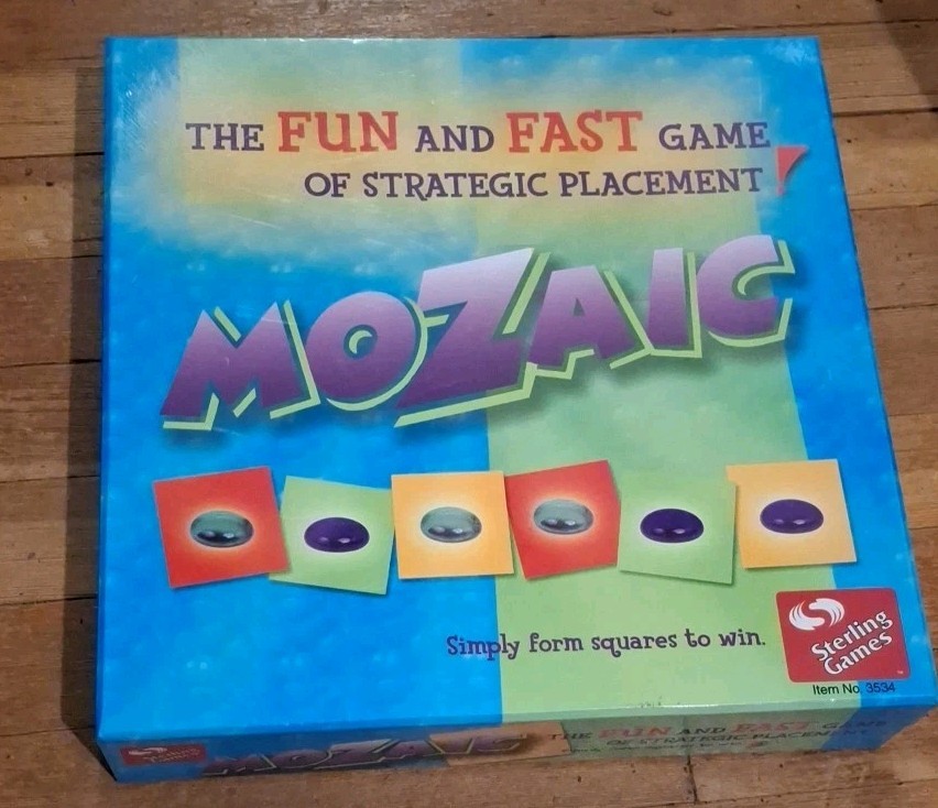 Mozaic Strategy Game Sterling Games 2003 COMPLETE 74 Glass Tiles Rules Board VG+