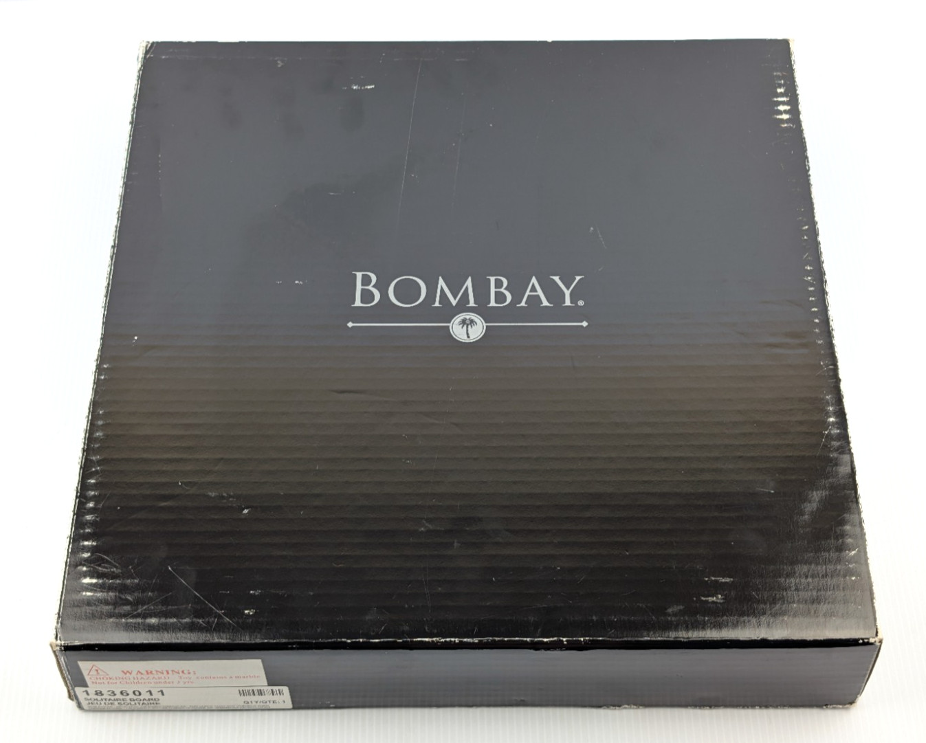 1994 Bombay Company 13.5” Marble Solitaire Wooden Game Board 36 Stone Marbles