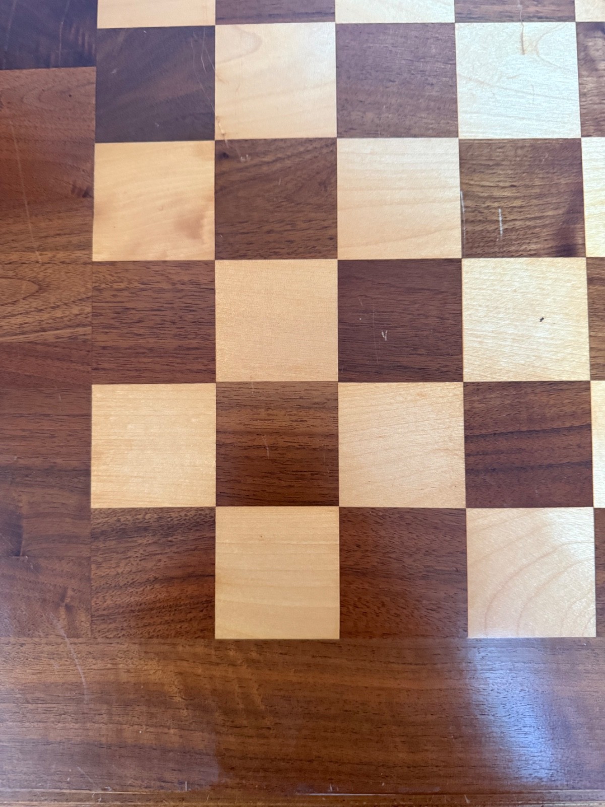 Drueke Chessboard, Walnut & Birch, Double Sided, 2″ Squares, 20×20