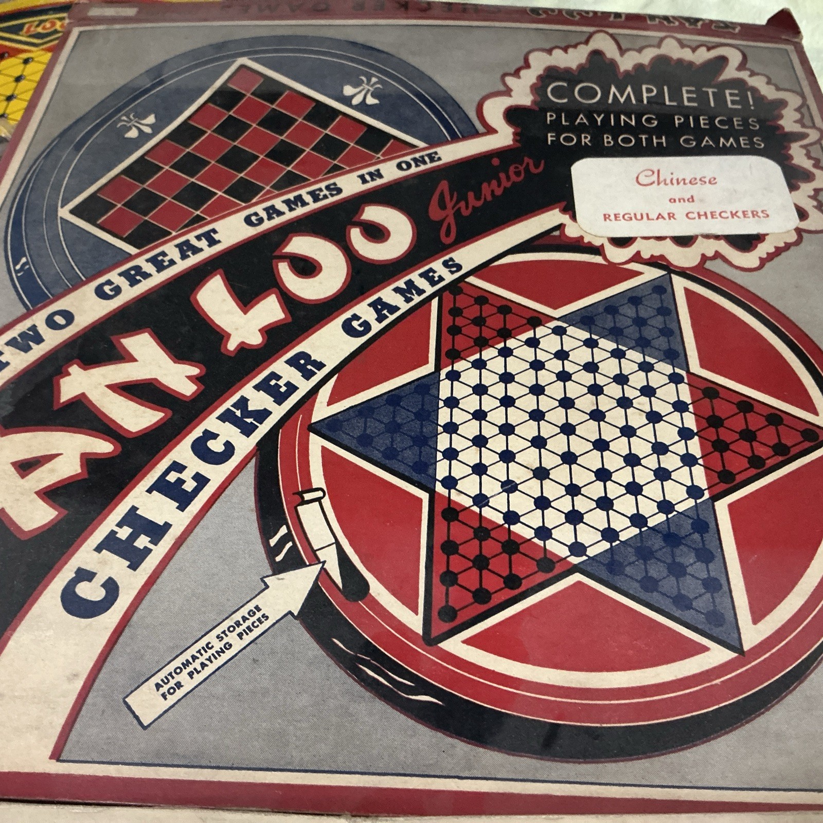Vintage San Loo Junior Chinese Checkers Tin Litho Board Northwestern Products