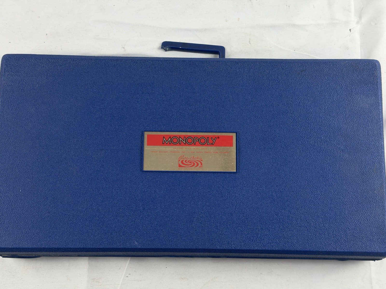 Vintage 1973 Monopoly Board Game Blue Hard Plastic Travel Case Complete