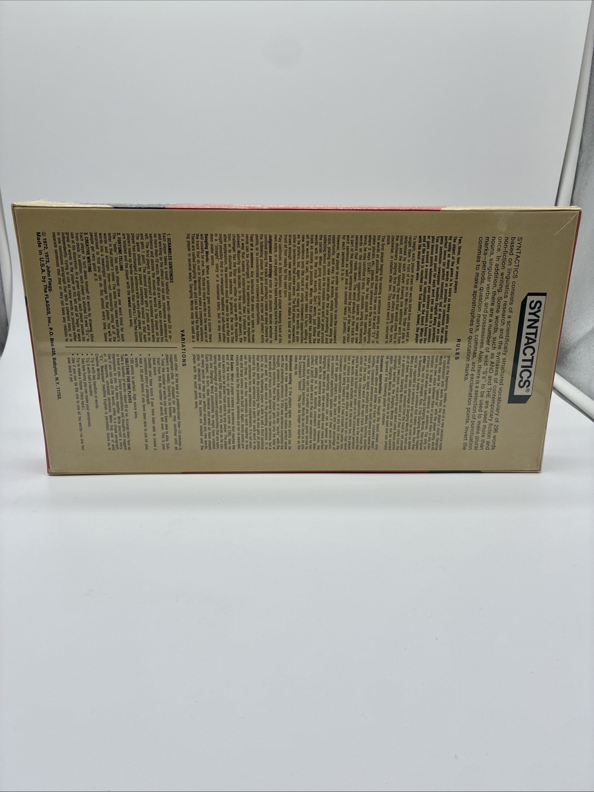 SYNTACTICS Spelling Board Game Vintage Sealed 1973 NEW FLAGGS
