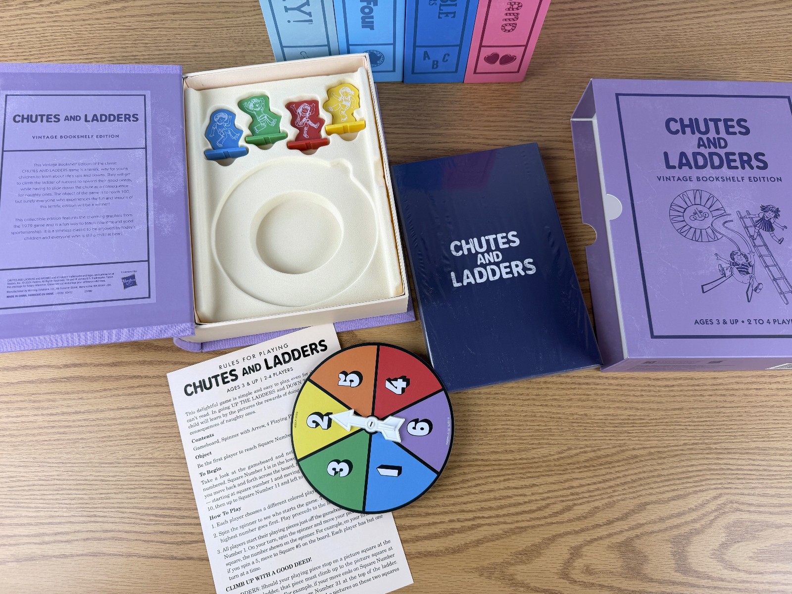 WS Game Company Linen Vintage Bookshelf Game 5 pack with Scrabble Jr Open Box