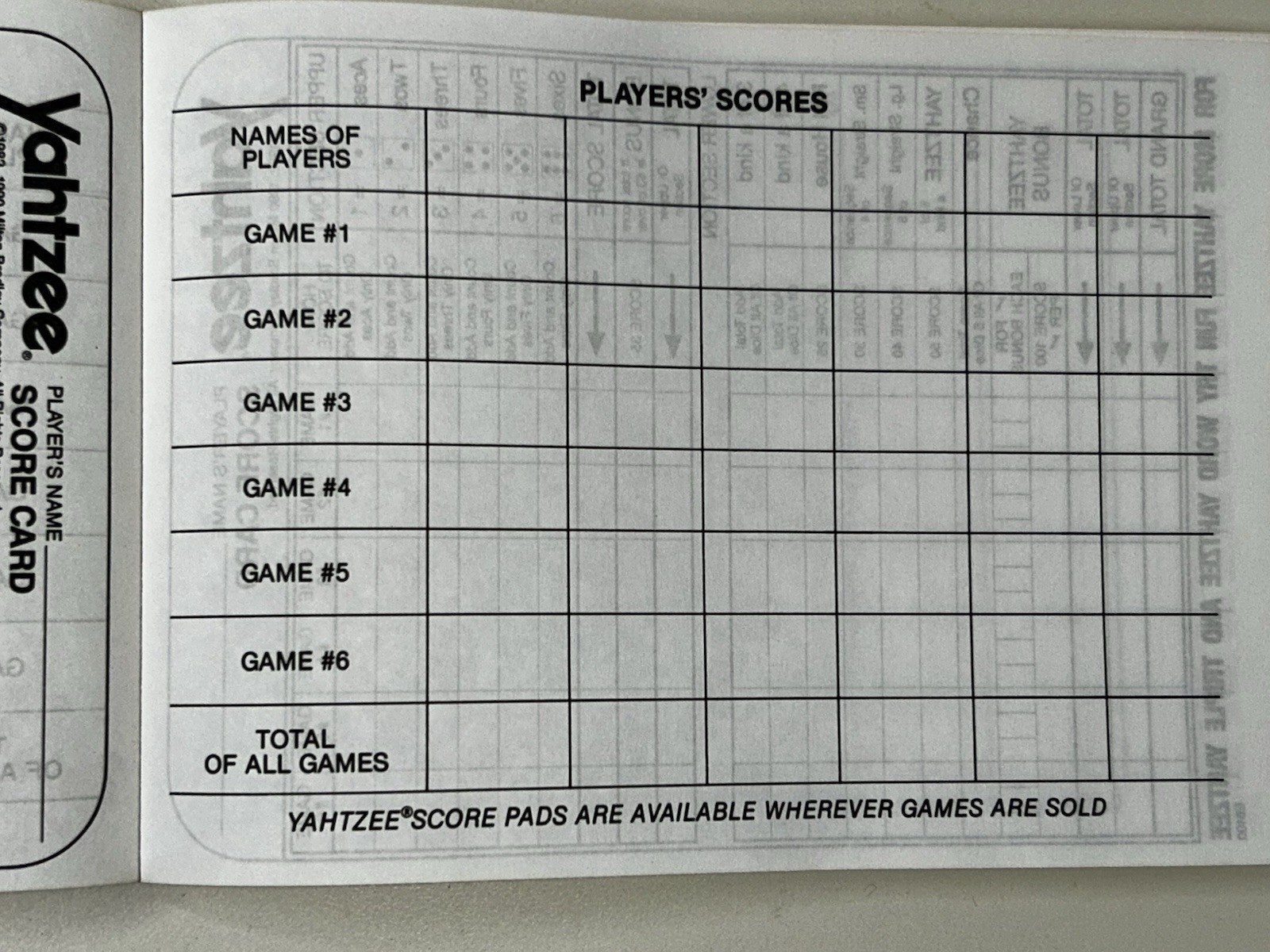 Yahtzee Score Card Pad Replacement Refill Sheets Lowe Milton Bradley 75-80 pages