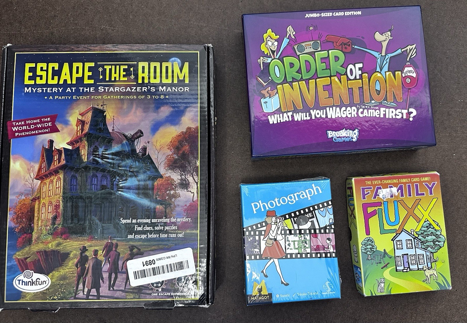 Board Game Bundle: Matagot Photograph, Fluxx Family, Escape the Room, …