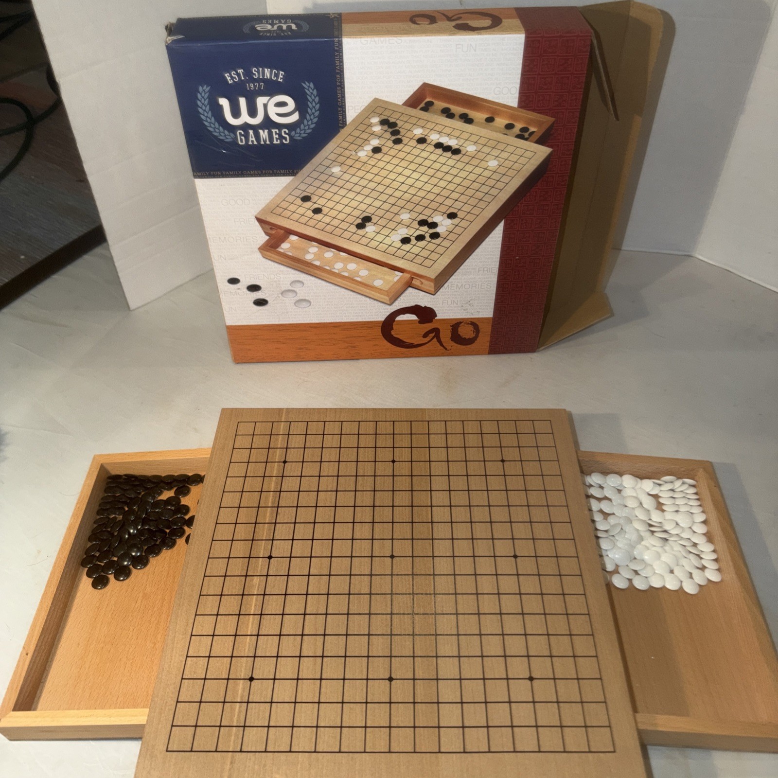 WE Games Wood GO Set with Pull Out Drawers -12 in. No Instructions