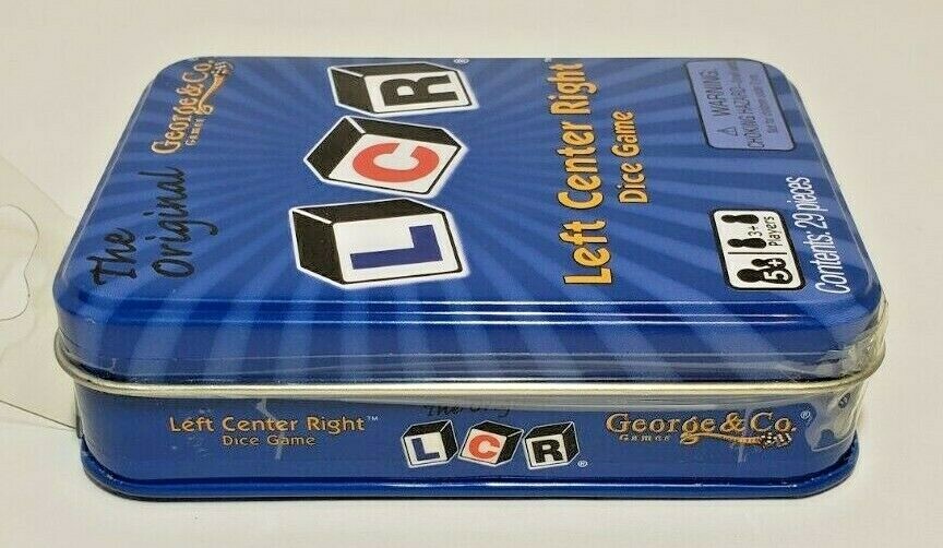 LCR Left Center Right Dice Game – BLUE TIN – The Original George & Co **NEW**