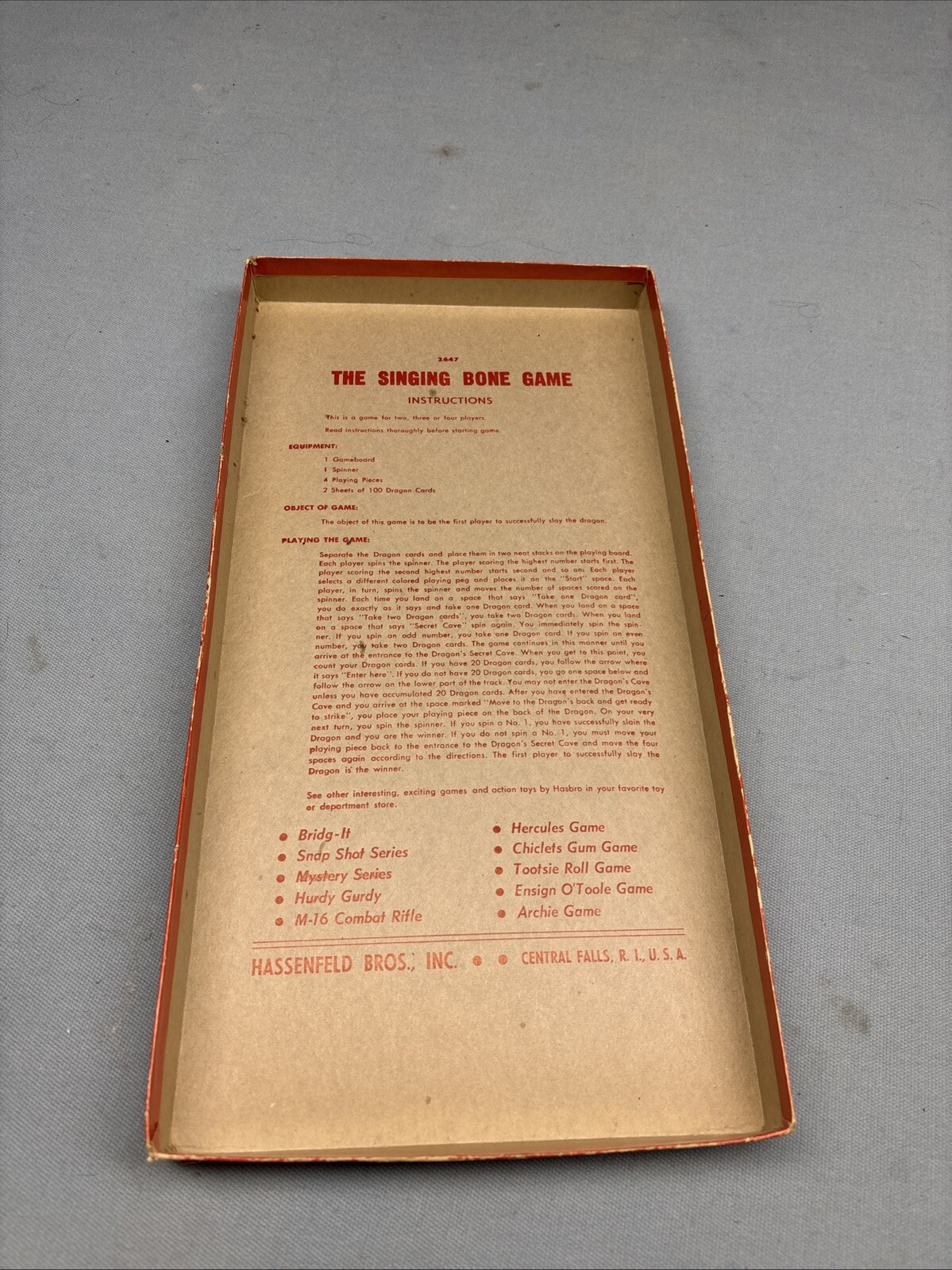 1962 THE SINGING BONE DRAGON BOARD GAME HASBRO HASSENFELD BROS FANTASY Complete