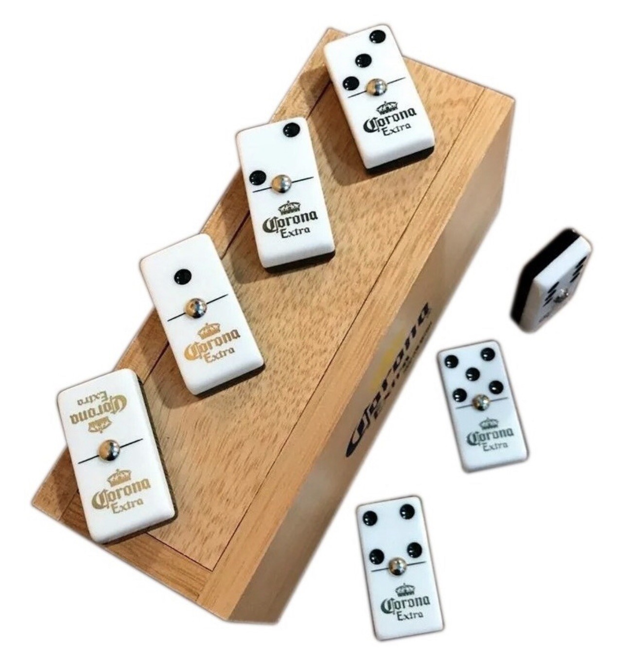 Professional Domino Set Corona Extra in Wooden Case