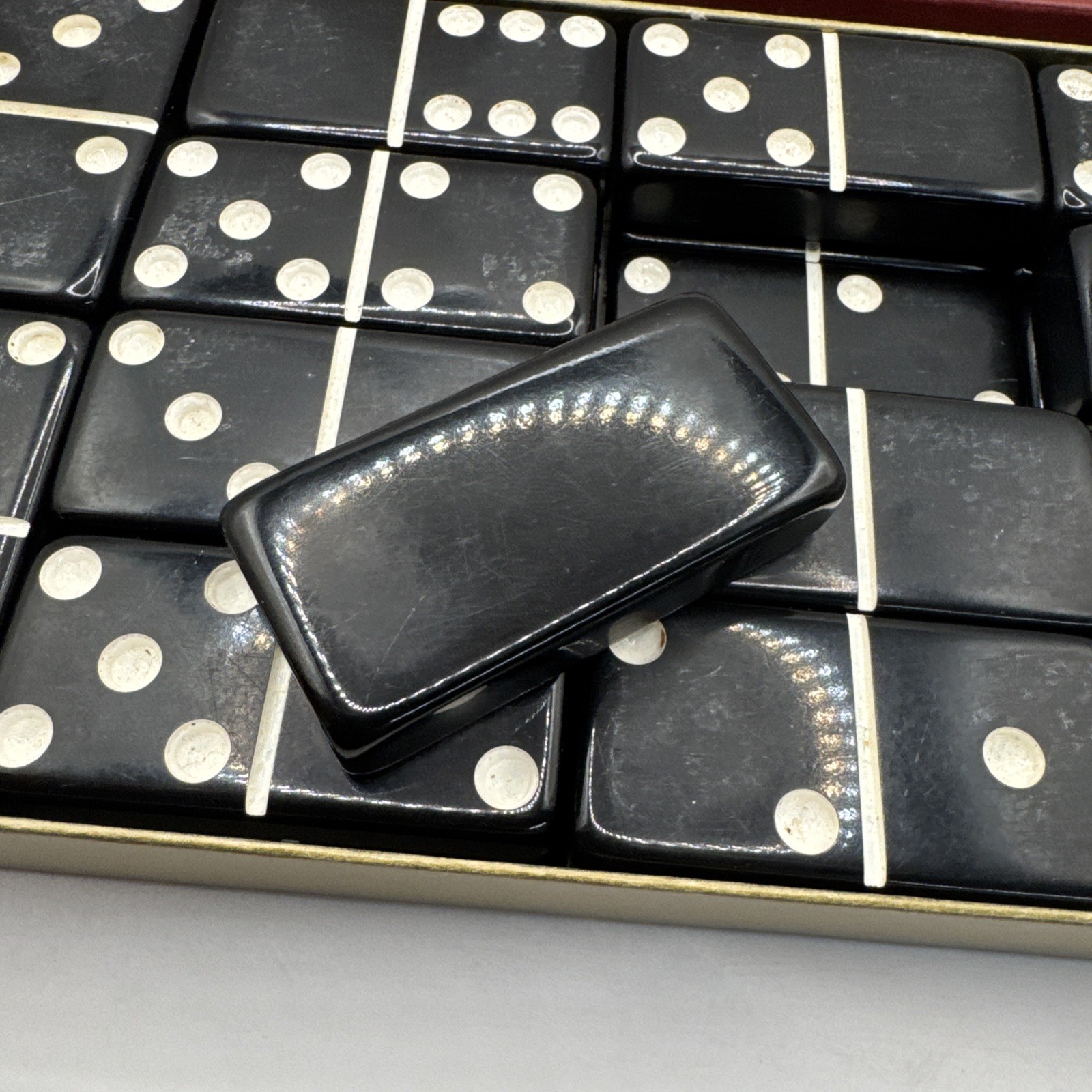 Puremco Tournament Super Thick Black Dominoes (28) 1/2” Large Face