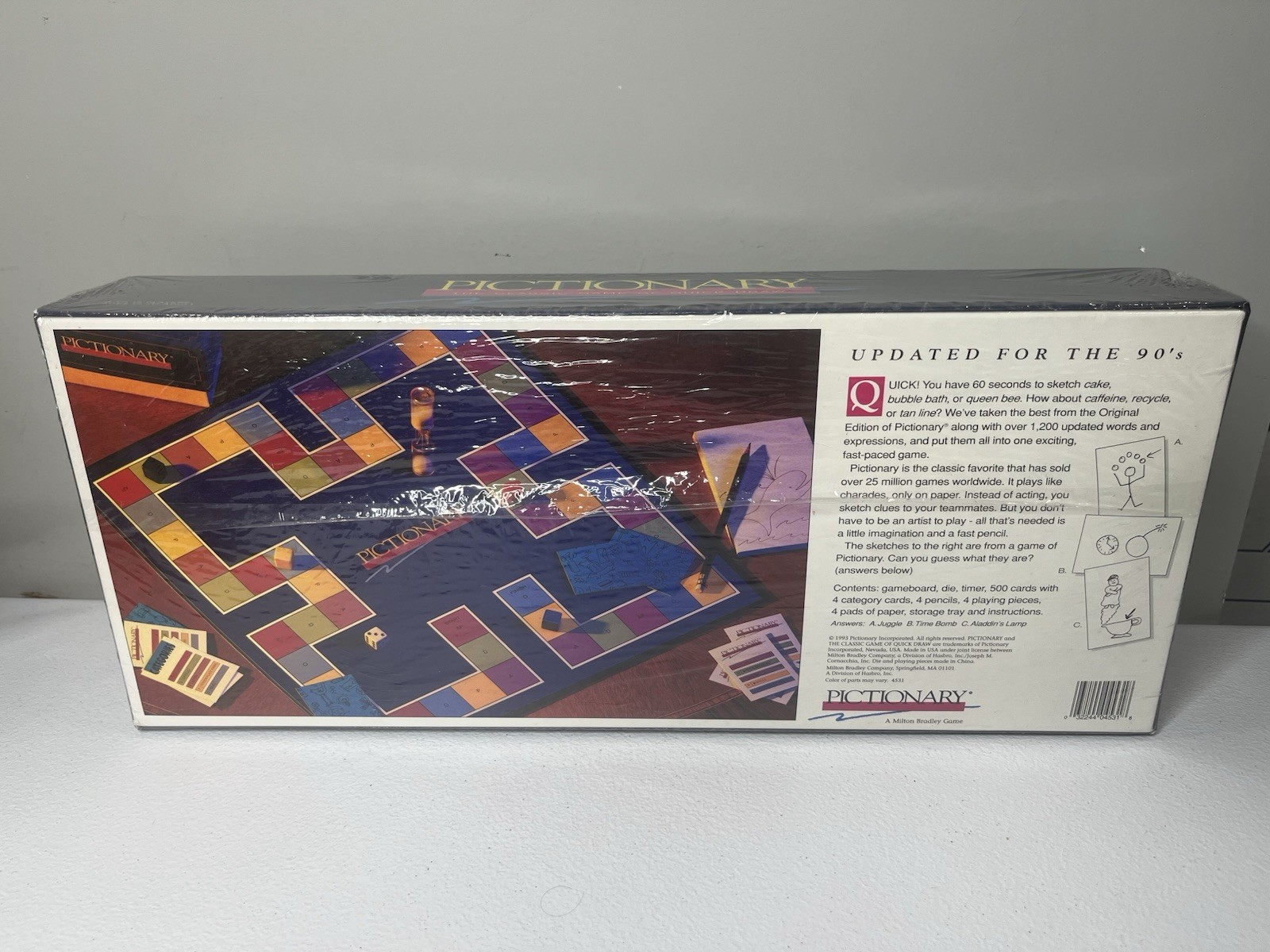 Vintage 1993 Milton Bradley Pictionary Board Game New Sealed Updated For 90s
