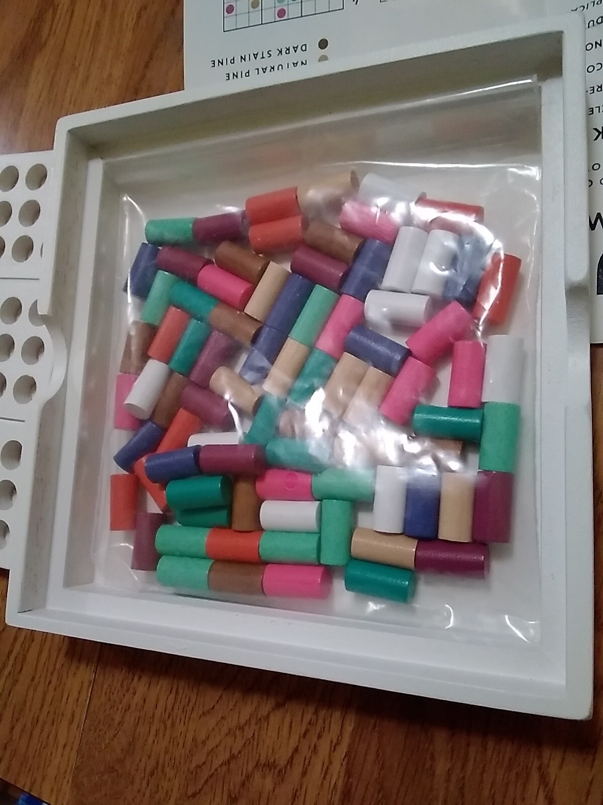 Wood Sudoku Board Table Game-Colorful Wooden Pegs-Self Storage Box-Check Pics