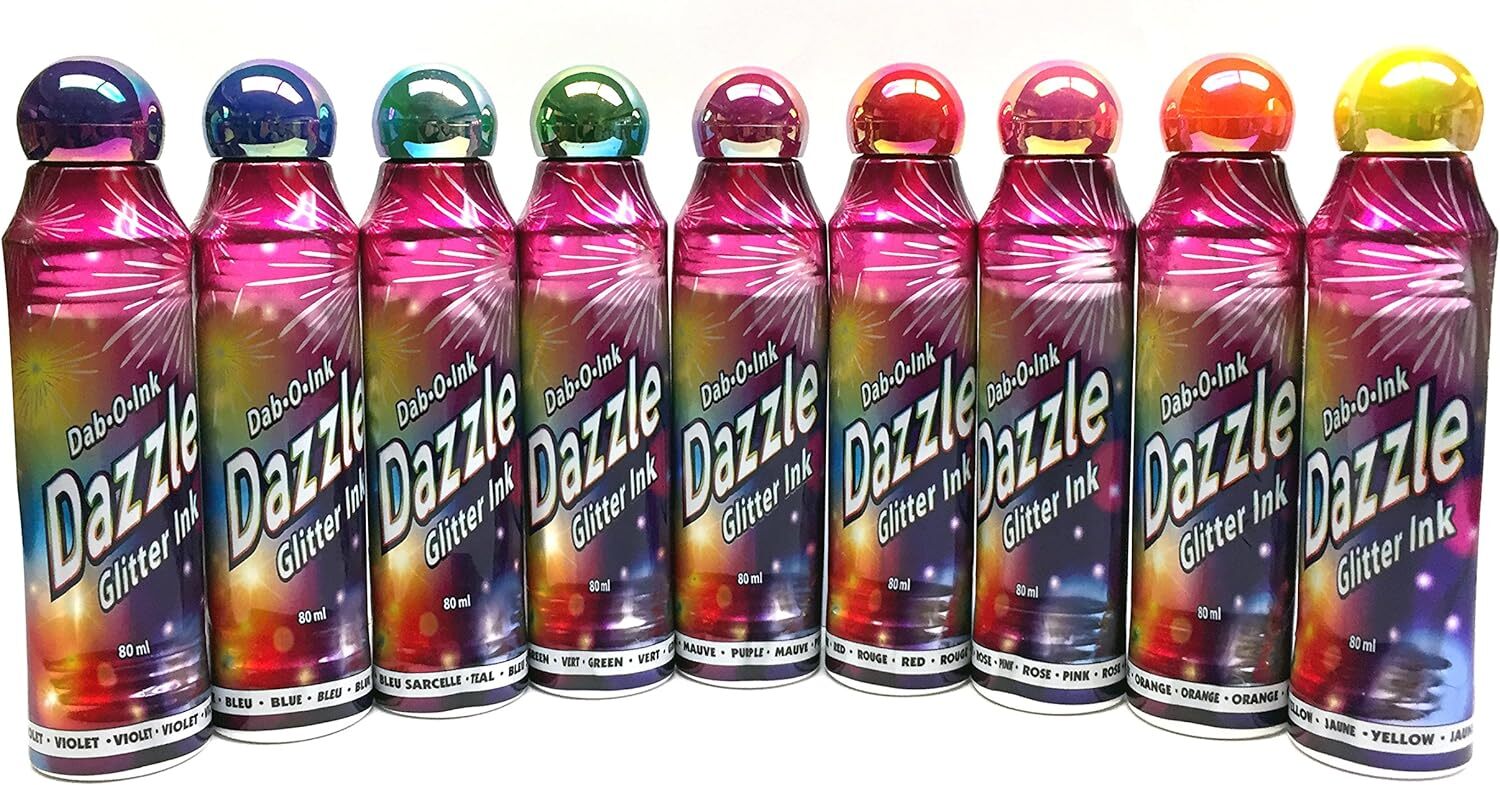 Dazzle Ink 12 Pack Marking Pens Multicolor Glitter Daubers 3 Oz Each