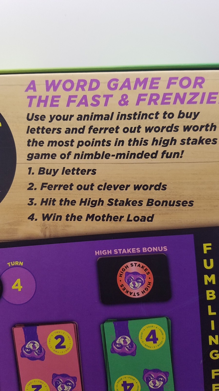 Fumbling Ferrets Word Game By Bicycle. Brand New