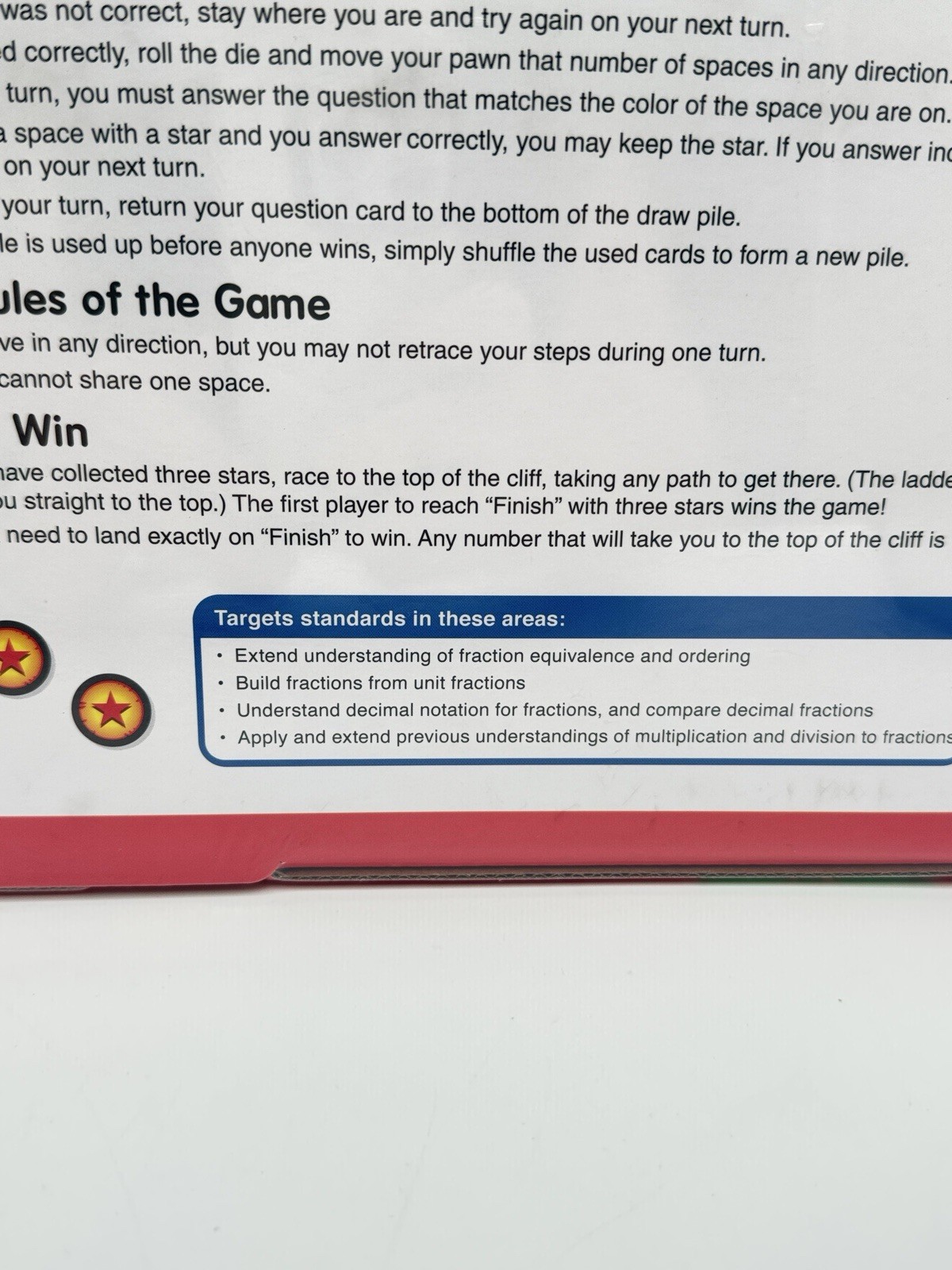 Climb The Cliff Game Lakeshore Children’s Board Game A Fractions Game Math