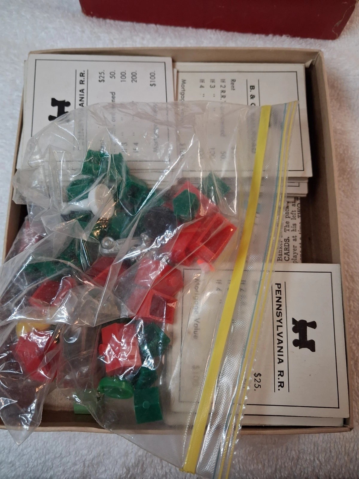 Monopoly Popular Version Box Set Parker Brothers 1950’s Red Box- INCOMPLETE