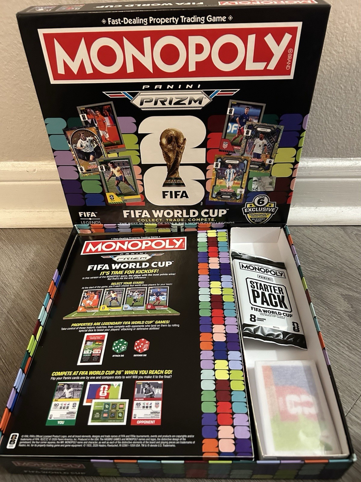 2026 Panini Prizm FIFA World Cup Monopoly Board Game w/ Starter Pack
