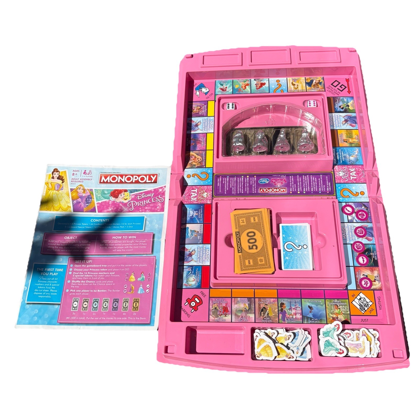 Hasbro Monopoly: Disney Princess Board Game w/ Open & Play Game Case Open Box