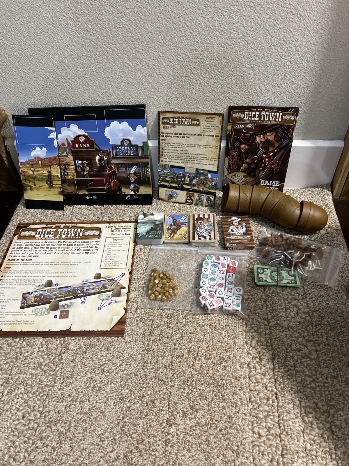 Dice Town Board Game Matagot Complete -Poker Dice Western Strategy Game See Desc