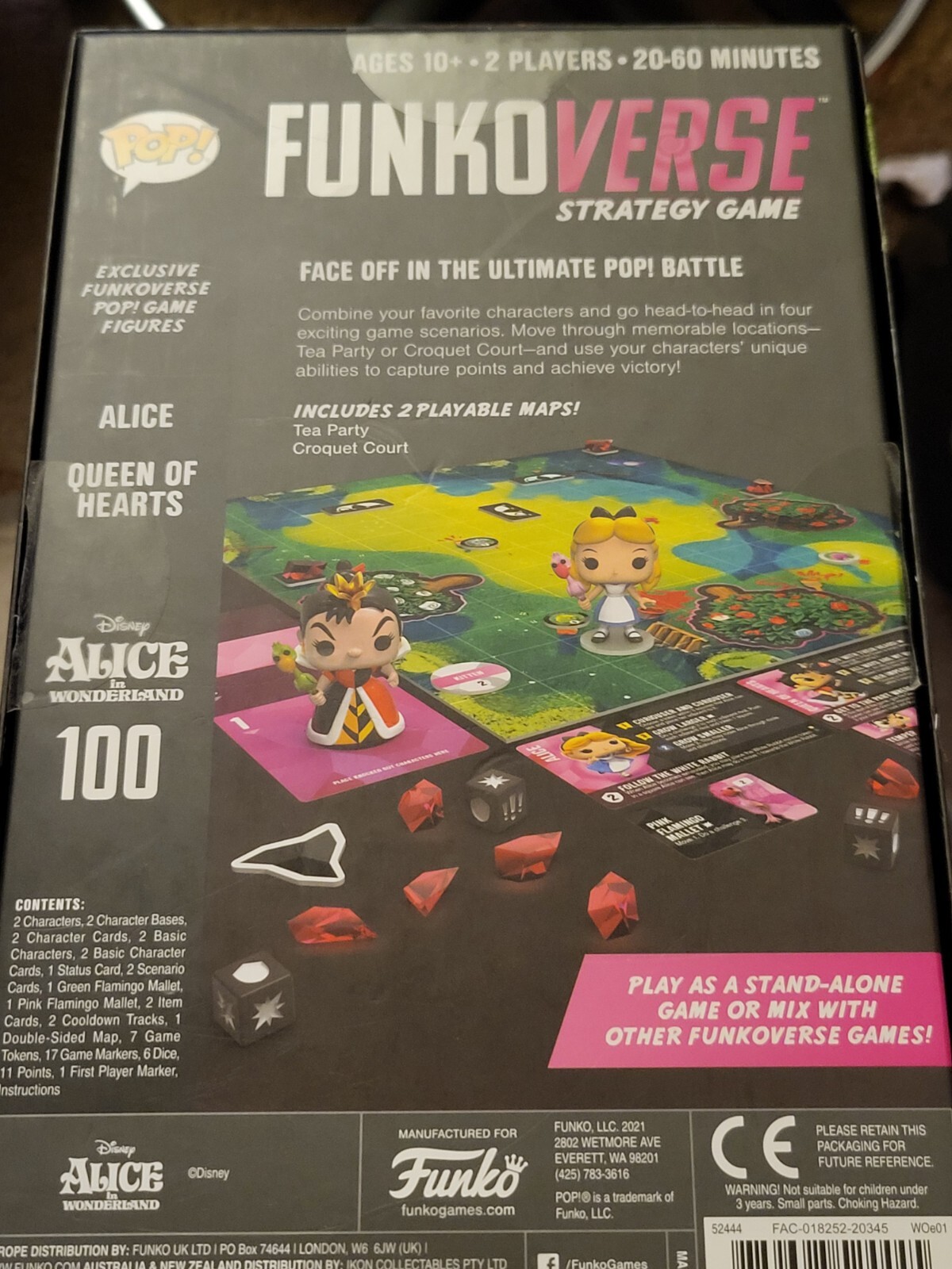 Disney Funkoverse Funko Pop Alice Wonderland Players 2 Strategy Game Open Box